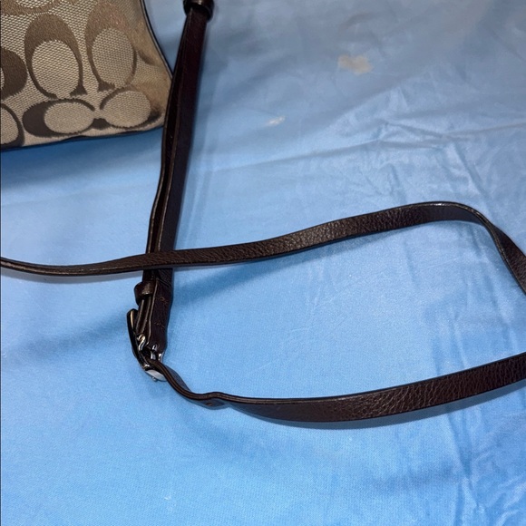 Coach Signature Tan and Brown Crossbody Bag and key charm - Picture 7 of 11